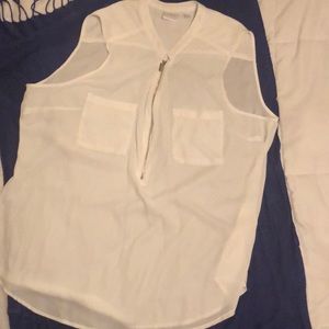 White zip-up sleeveless New York & Company Blouse